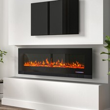 Image of 60Inch Electric Heater LED Fireplace Wall Mounted Inset Standing Media Log Flame
