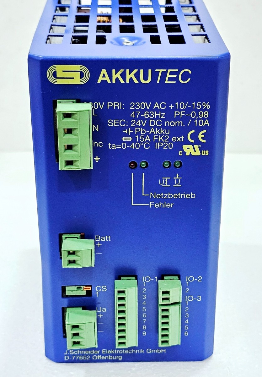 J. Schneider AKKUTEC 2410-0 BATTERY BUFFERED POWER SUPPLY 19.8