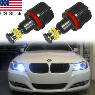 2pcs H8 LED White Angel Eyes Halo Ring Light Bulbs For BMW 1 3 5 Series E90 E91
