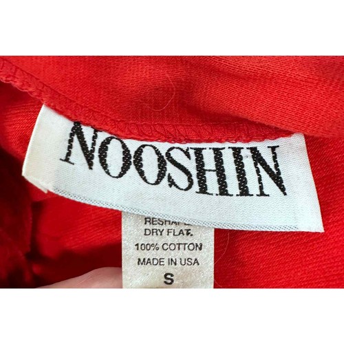 80s Mob Wife VTG Nooshin Red Cotton Jacket Black Beaded Fringe Sz S - Picture 6 of 6