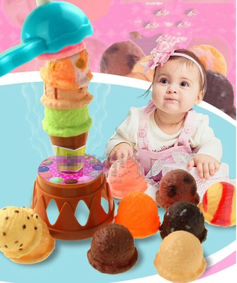 Stapeln Eiscreme Kuchen Stapelhöhe Schokoladen Kegel Schaufel Kinder Spielzeug