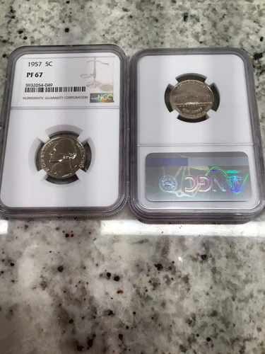 1957 5C Proof Jefferson Nickel NGC PF67  Freshly Graded In Perfect Slabs!