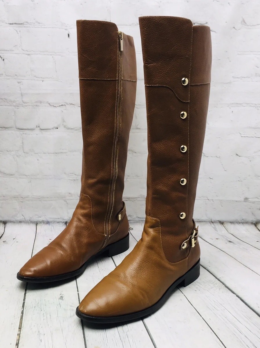 Michael Kors Boots Women's M Brown Leather Tall Riding Boots Zip Up Knee