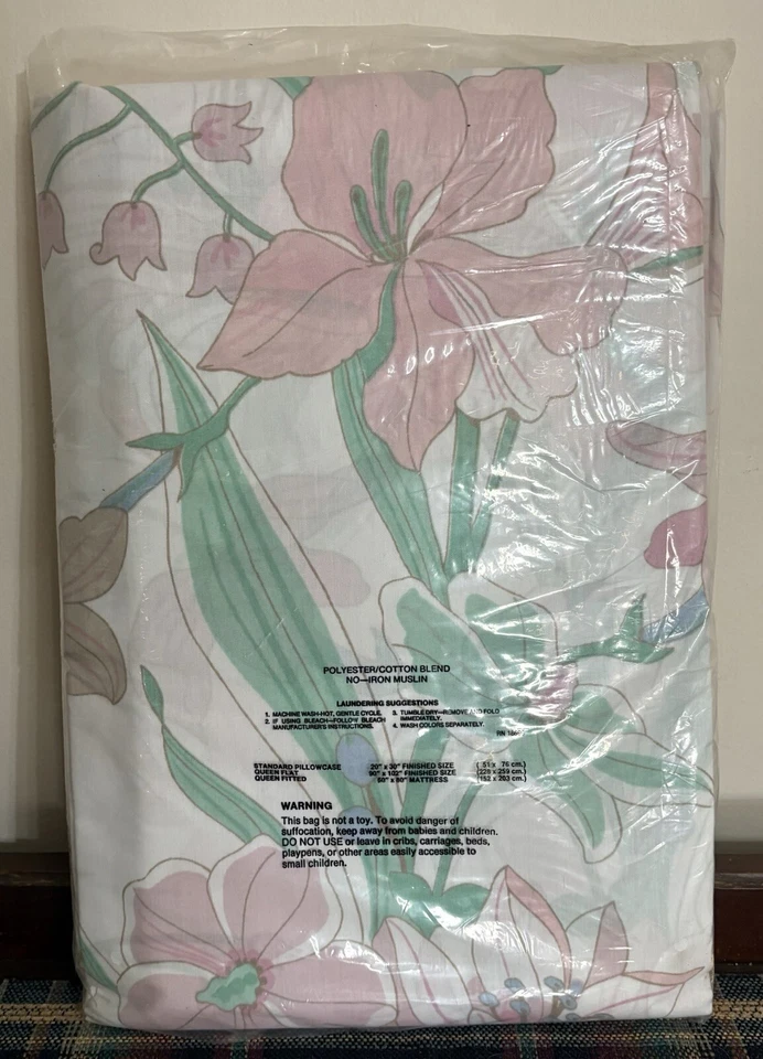 Nuevo En Paquete Vintage Colección Madison Floral Doble Sábana Set Sin Hierro Muselina EE. UU. Foto 2 de 4