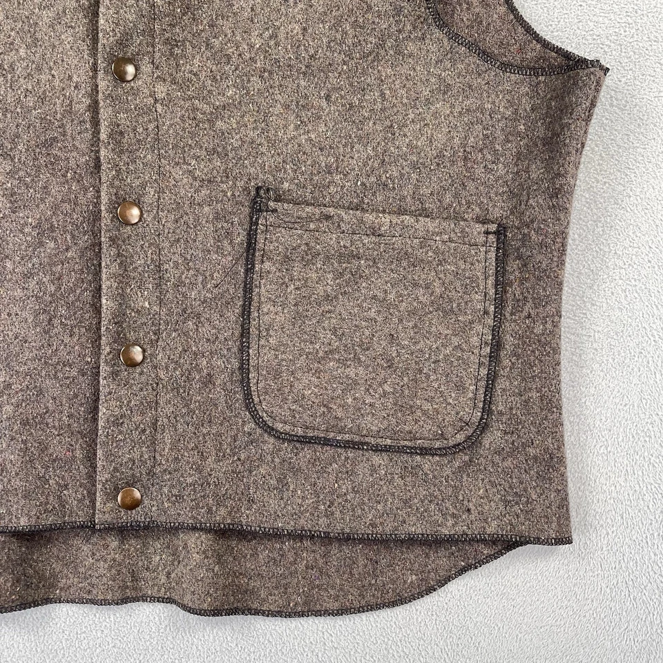 Chaleco De Colección Para Hombre XL Marrón 100% Lana Botón Frontal United Garment Workers Años 30 40 Foto 3 de 4