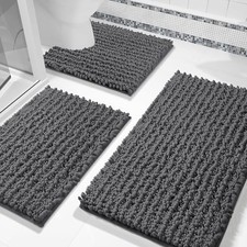 Bathroom Rug Set 3 Piece - Super Absorbent Quick Dry Chenille Bath Mats 