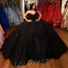Quinceanera Dresses with Bow Beads Sweetheart Off Shoulder Black Ball Gowns
