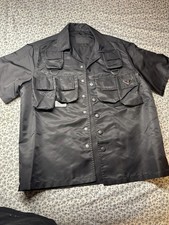 PRADA Mens M Black Nylon Satin Short Sleeve B...