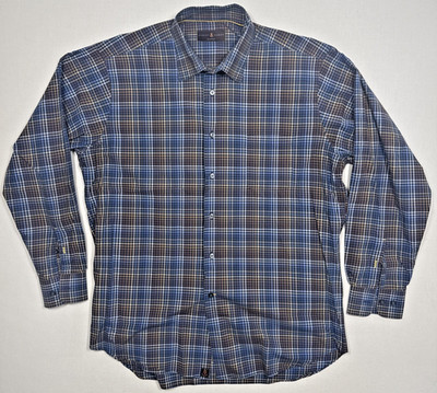 Robert Talbott Men's Long Sleeve Shirt Button Down Size L Plaid Dark Classic