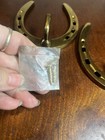 2 Brass Gold tone Horseshoe Wall Mounted Coat Hooks Western. One set of screws. — photo 4