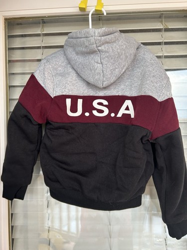 Maximos USA kid's Sherpa Lined Full Zip Hoodie Sweatshirt Black Grey NWT - Picture 2 of 3