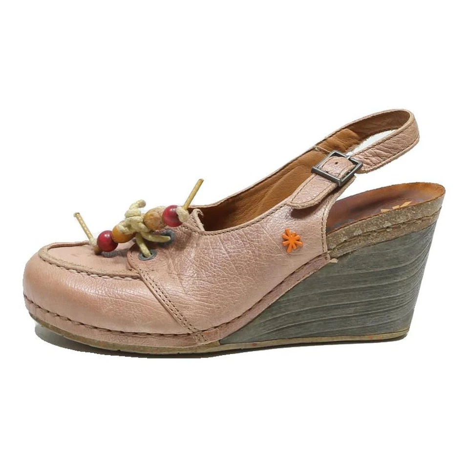 ART Escarpins Compensés Slingback Cuir Rose Taille UK 5 Femme - Photo 2/4