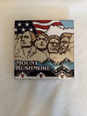 VTG 1995 Masterworks Art Tile Trivet From Mount Rushmore 6 x 6  USA