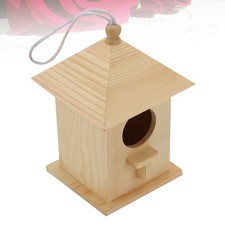 Wood Bird Nest Outdoor Garden Birds Living Place Feeder Natural Wood Craft