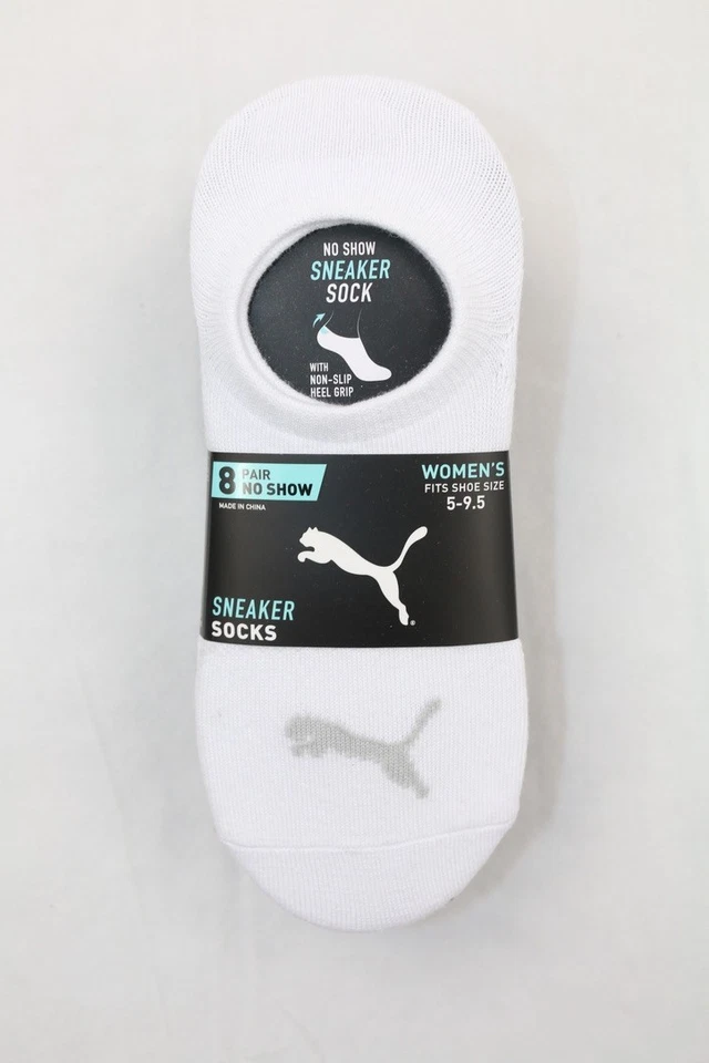Calcetines deportivos PUMA No Show para mujer, negros/blancos/grises, talla de zapato 5-9,5, 8 pares Foto 2 de 4