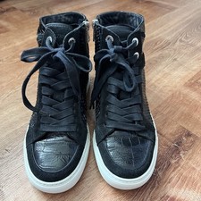 Zadig  Voltaire High Flash Keith Sneakers Black Leather High Tops Sz 36 US 5.5