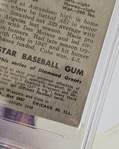 1948 Leaf #136 Cliff Aberson Short Sleeve Cubs PSA 4 VG EX - Picture 6 of 6