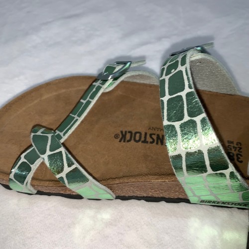 Birkenstock Mayari sandals green metallic Gator Gleam pattern size eu 38 us 8 - Picture 5 of 12