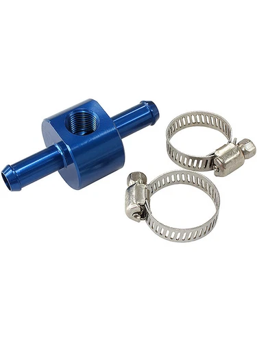 Aeroflow Inline 3/8 Inch Barb Adapter With 1/8 Inch Port Blue (AF138-06) - Picture 1 of 12