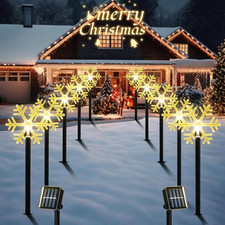 10 Pack Solar Pathway Lights, Snowflake Outdoor Decorations