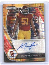 Marlon Tuipulotu 2021 Panini Prizm Draft SP Orange Pulsar Prizm Auto RC /49 USC