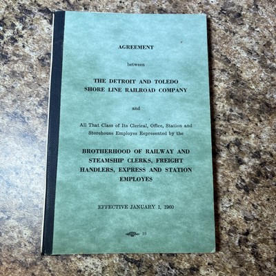 1960 Detroit &Toledo ShoreLine RailroadAgreement Book  Employees Train History