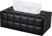 KosmetiktüCher Box Pu Leder Gitter Schwarz FüR BüRo Auto Zuhause Taschentuchbox