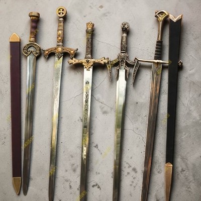 Narsil Anduril Sword Herugrim Templar Knight King Luciender  Excalibur LOT of 5
