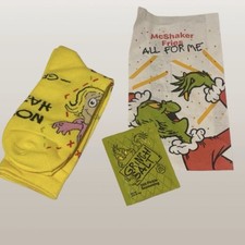 2025 NEW McDonald s Grinch Christmas Adult Happy Meal Yellow Socks Bundle