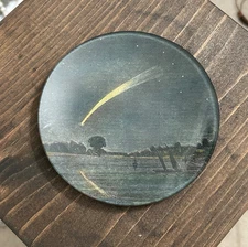 Decoupage SHOOTING STAR  Plate Dish JOHN DERIAN Trinket Dish SIGNED