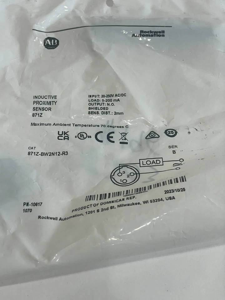 ALLEN BRADLEY 871Z-BW2N12-R3 PROXIMITY SENSOR 871ZBW2N12R3 NEW, SURPLUS - Image 4 of 4