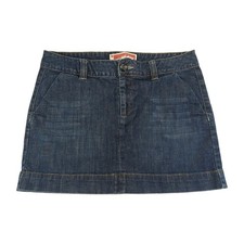 Vintage GAP Jeans Skirt Size 12 Blue Denim Mini Western Whiskered Y2k '90S