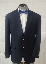 Ralph Lauren Chaps Mens Blazer 42R Navy Blue Wool Gold Button Business Coat