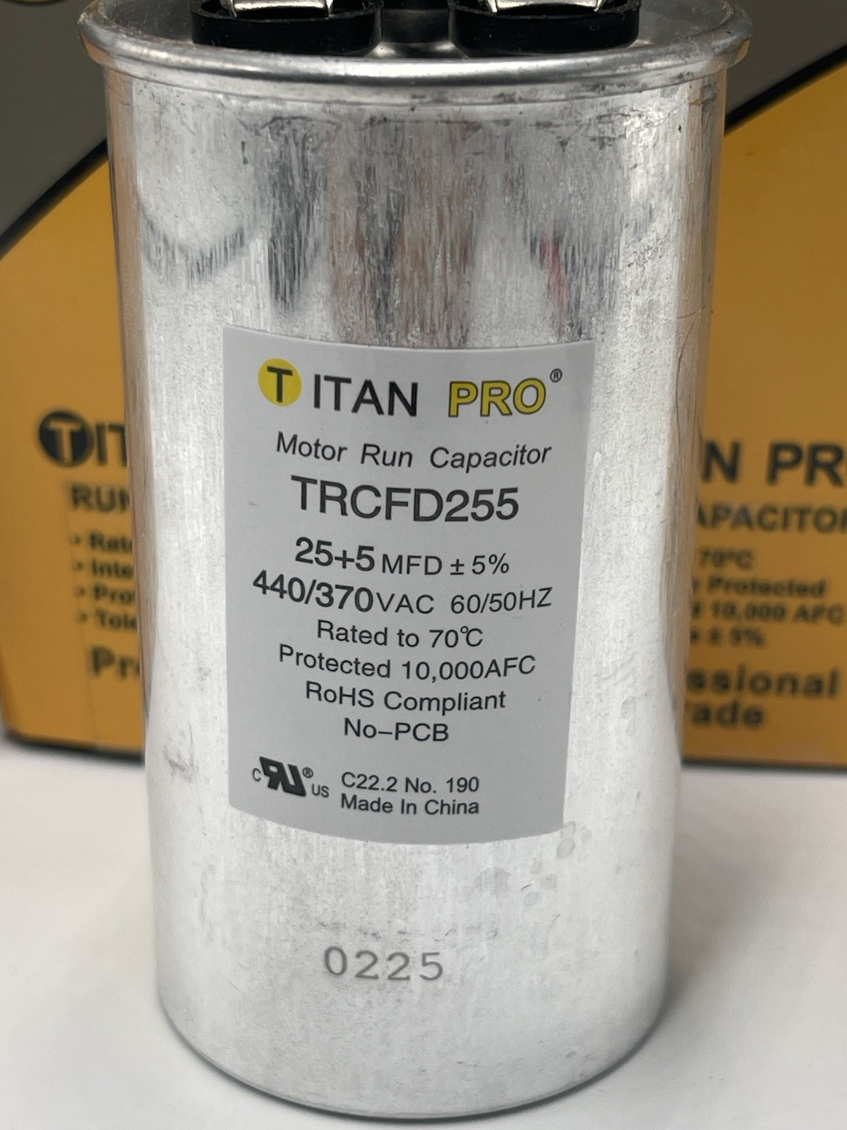 - Lot of 6- Titan Pro TRCFD255 Capacitor 25/5MFD 440/370VAC