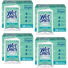 Singles Sensitive Skin Individually Wrapped Hand Moist Wipes, 24 Count (Pack...