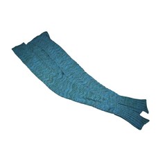 Mermaid Tail Blanket Blue Green Knit Crochet Throw Lap Afghan Whimsical Coastal