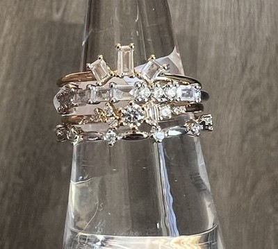 Bomb Party delicate bands size 8 cz rhodium gold Stars breathing softness