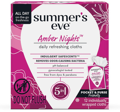 Summer's Eve Amber Nights Feminine Wipes, with Gentle pH-Balanced Formula Design