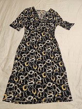 Talbots Women's Petite Size 2 Black With White & yellow Design Short Sleeve