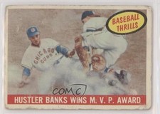 1959 Topps Baseball Thrills Ernie Banks Hustler Wins MVP Award #469 HOF 6g3