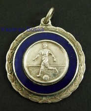 Vintage Silver Plated & Enamel Fob Medal Football Soccer Linesman 1954