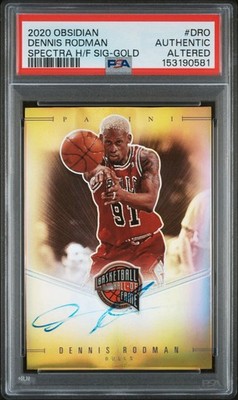 2020 Panini Obsidian Dennis Rodman Hall Of Fame Gold Prizm Auto