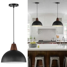 Black Pendant Lights Kitchen Island, 11.8" Dome Pendant Light Fixtures Modern...