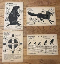 1960’s Original J.C. Higgins Sears Roebuck 4 Unique Paper Practice Targets (T33)
