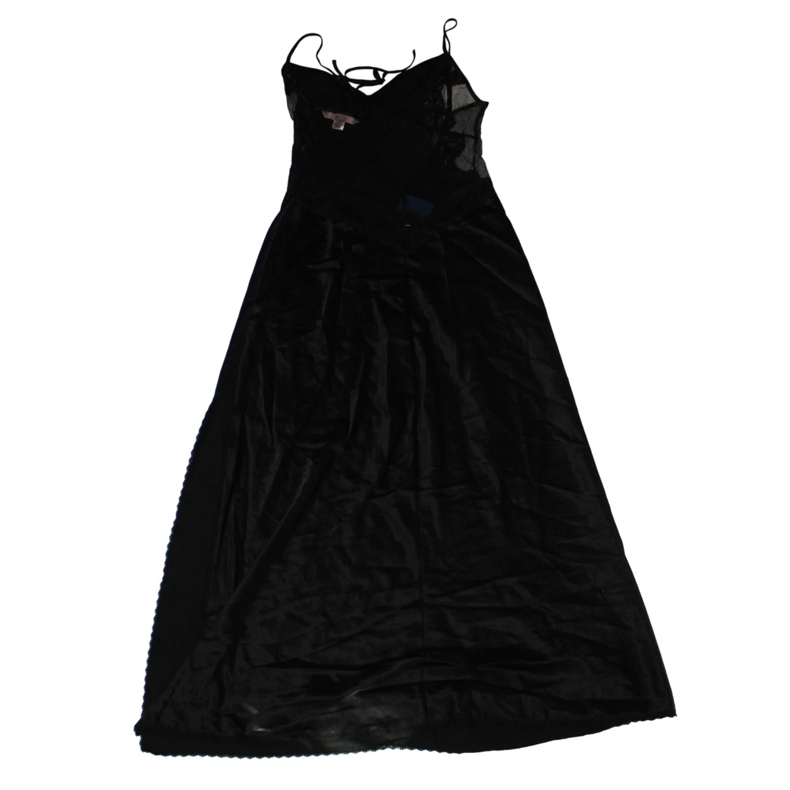 UNDERCOVER Abito maxi slip nero Victoria's Secret con cravatta aperta dietro e spacco taglia XS