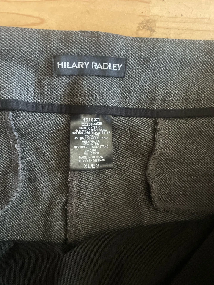 HILARY RADLEY gray Pull On Pants Sz XL Women Casual Career Pockets Straight AJ30 - Image 2 of 3