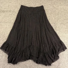 BKE Skirt Womens Medium Black Lace Asymmetrical Maxi Ruffle Hem Goth Boho Flowy