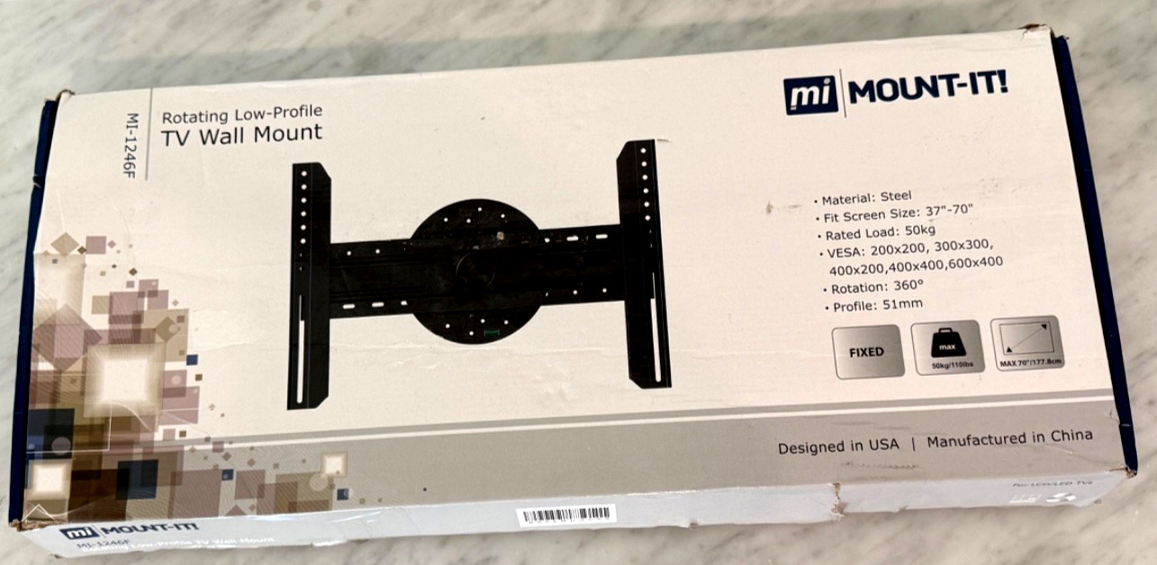 Mount-It! TV Wall Mount Full 360&deg; Rotation Ultra Low Profile, 32&ndash;70&Prime; TVs, 110 lb