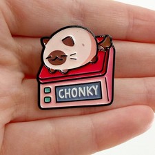 Chonky Cat Enamel Pin Cute Kawaii Kitten Scale Meme Funny Brooch Gift