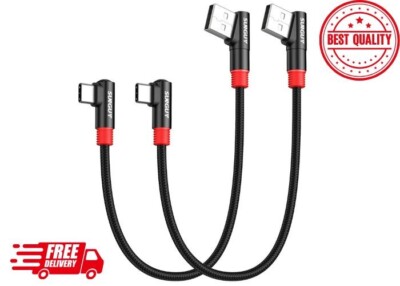 SUNGUY USB Type C Cable, (2-Pack 0.3 m) 90 Degree Angle Plug 18 W Type C Chargin
